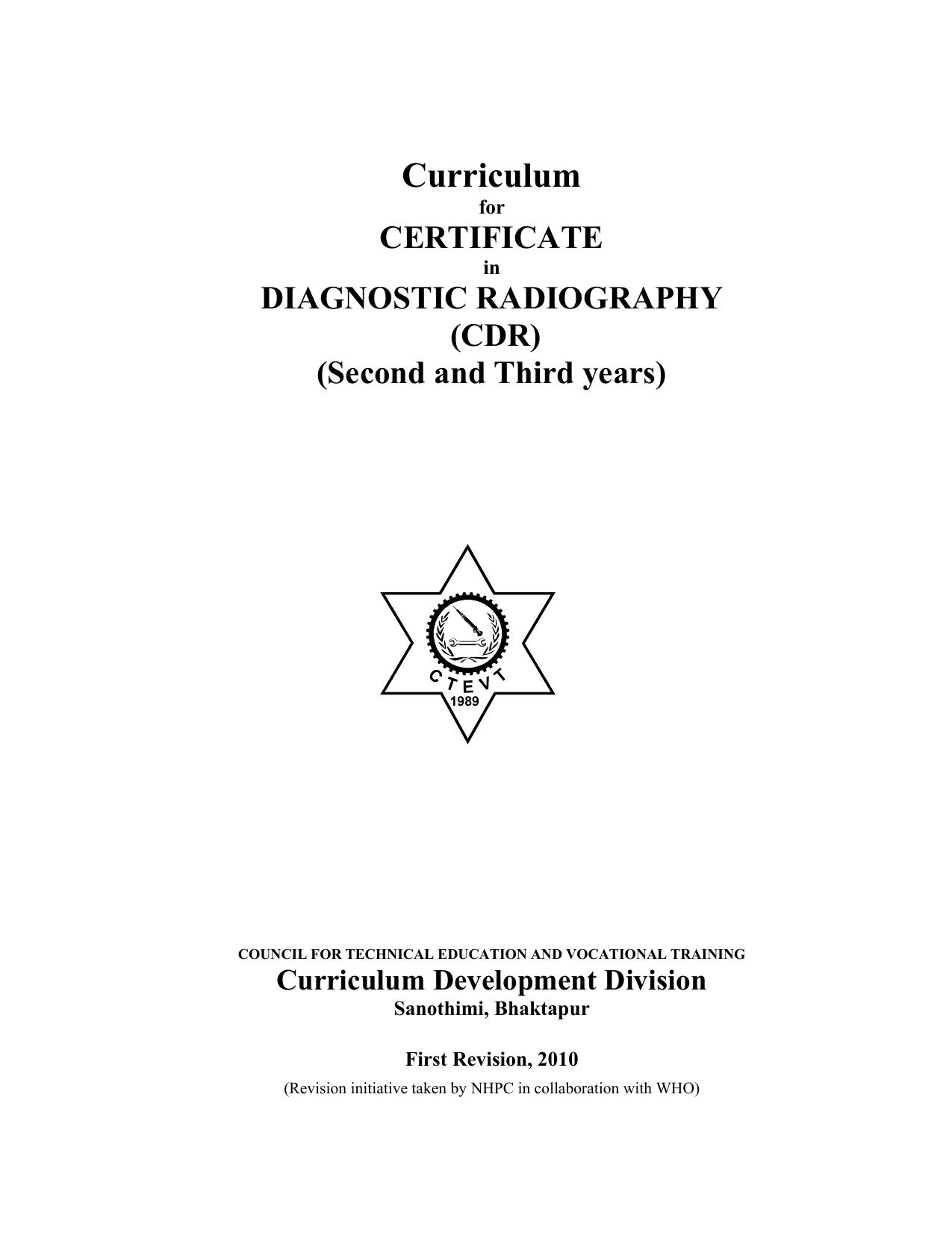 Certificate in Diagnostic Radiography, 2010